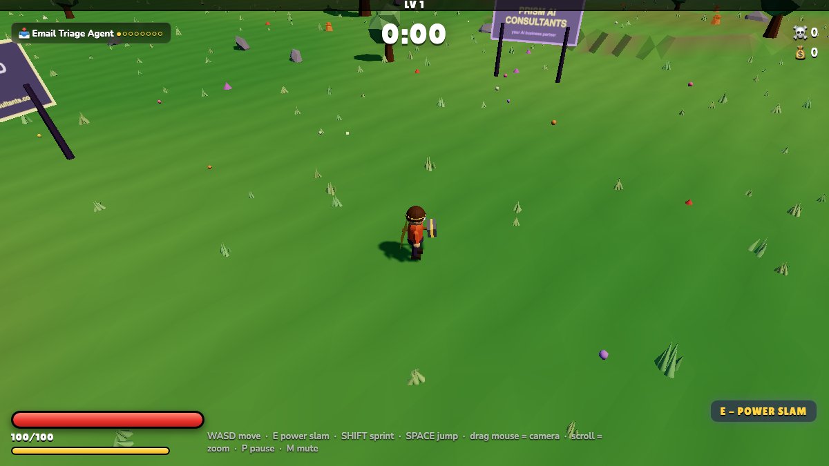 Bash the Busywork live gameplay: a low-poly character fighting cube enemies